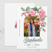 Classic Roos Flower Garden Foto Afstuderen Kaart (Voorkant / Achterkant)