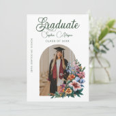 Classic Roos Flower Garden Foto Afstuderen Kaart (Staand voorkant)