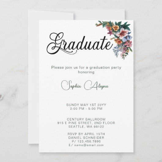 Classic Roos Flower Garden Foto Afstuderen Kaart (Achterkant)