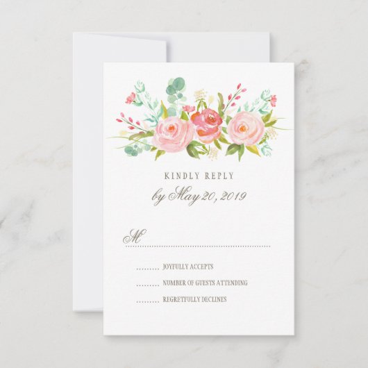 Classic Roos Garden Wedding RSVP-kaart RSVP Kaartje (Voorkant)