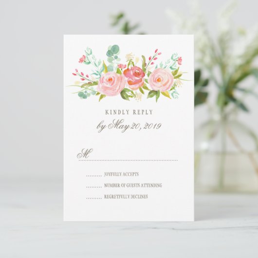 Classic Roos Garden Wedding RSVP-kaart RSVP Kaartje (Staand voorkant)