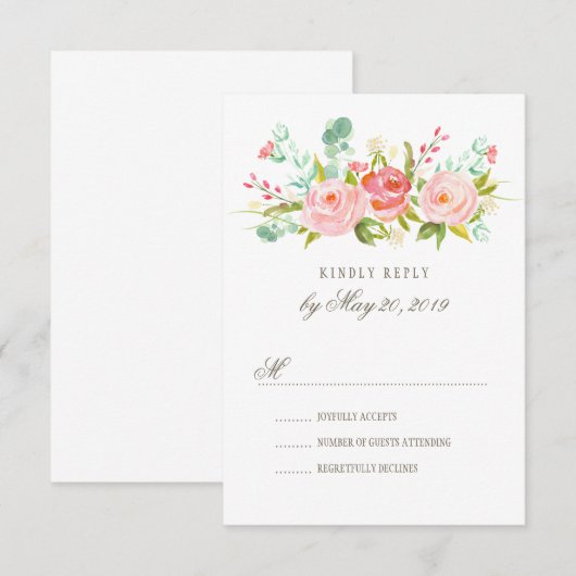 Classic Roos Garden Wedding RSVP-kaart RSVP Kaartje (Voorkant / Achterkant)