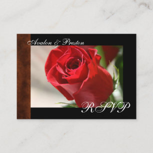 Classic Roos & Leather Look RSVP-kaart Informatiekaartje