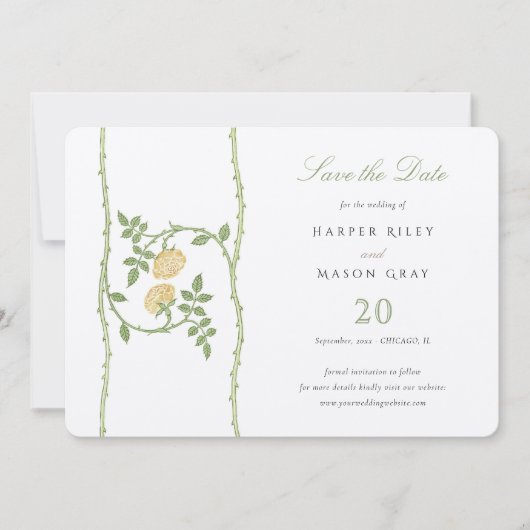 Classic Roos Vine 'Save the Date' Kaart (Voorkant)