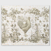 Classic  Rooster Beige Bloemen Script Cadeaupapier (Vlak)