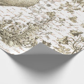 Classic  Rooster Beige Bloemen Script Cadeaupapier (Hoek)
