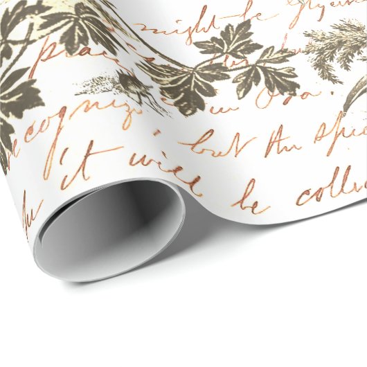Classic  Rooster Beige Bloemen Script Cadeaupapier (Rol Hoek)