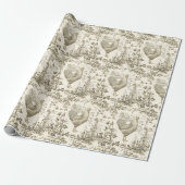 Classic  Rooster Beige Bloemen Toile Cadeaupapier (Uitgerold)