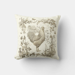 Classic Rooster Beige Bloemen Toile Kussen