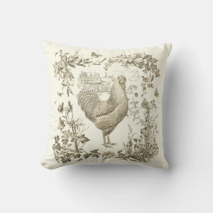 Classic Rooster Beige Bloemen Toile Kussen