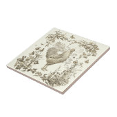 Classic  Rooster Beige Bloemen Toile Tegeltje (Zijkant)