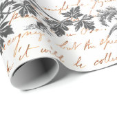 Classic  Rooster Grijs Bloemen Script Cadeaupapier (Rol Hoek)