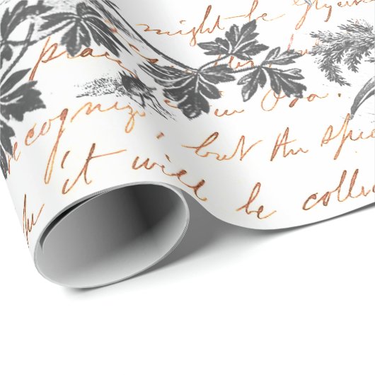 Classic  Rooster Grijs Bloemen Script Cadeaupapier (Rol Hoek)