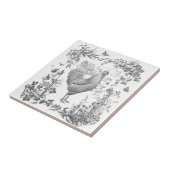 Classic  Rooster Grijs Bloemen Toile Tegeltje (Zijkant)
