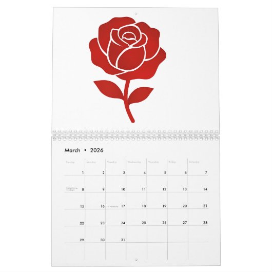 Classic Rose Forever Love Minimal Romantic Kalender (Mar 2026)