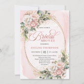 Classic Rose Gold Eucalyptus Bridal Shower Invite Kaart (Voorkant)