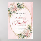 Classic Rose Gold Floral Eucalyptus Bridal Shower  Poster (Voorkant)