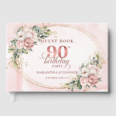 Classic Rose Gold Floral Greenery 90th Guest Book Gastenboek (Voorkant)