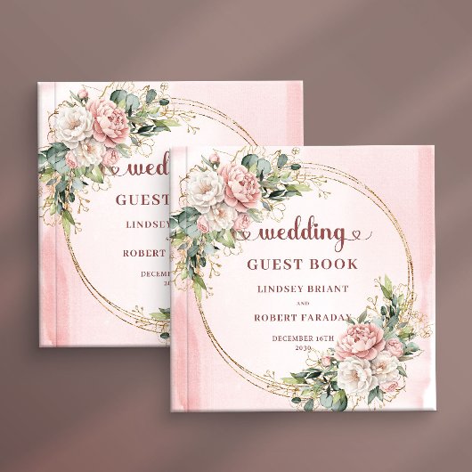 Classic Rose Gold Floral Greenery Guest Book Sign  Gastenboek