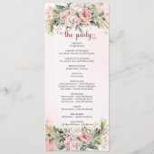 Classic Rose Gold Floral Greenery Wedding Program Programmakaart (Achterkant)