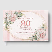 Classic Rose Gold Greenery 90 Birthday Guest Book Gastenboek (Voorkant)