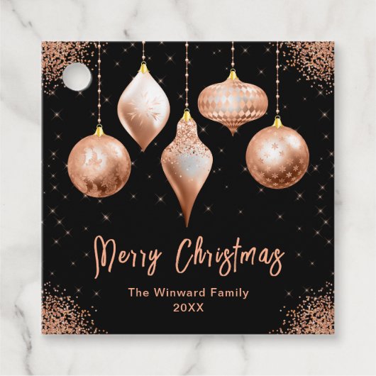 Classic Rose Gold Ornament Christmas Bedankjes Labels (Voorkant)