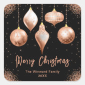 Classic Rose Gold Ornament Christmas Vierkante Sticker (Voorkant)