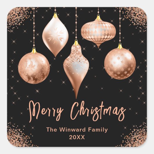 Classic Rose Gold Ornament Christmas Vierkante Sticker (Voorkant)