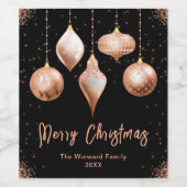 Classic Rose Gold Ornament Christmas Wijn Etiket (Enkel label)