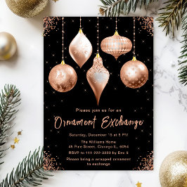 Classic Rose Gold Ornament Exchange Party Kaart