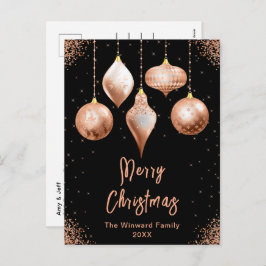 Classic Rose Gold Ornaments Merry Christmas Feestdagenkaart