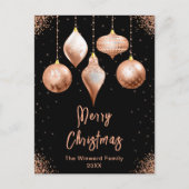 Classic Rose Gold Ornaments Merry Christmas Feestdagenkaart (Voorkant)