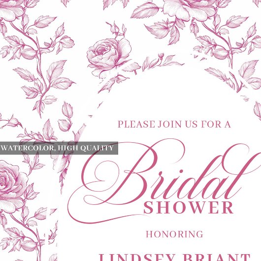 Classic Rose Pattern Floral Bridal Shower Invites Kaart