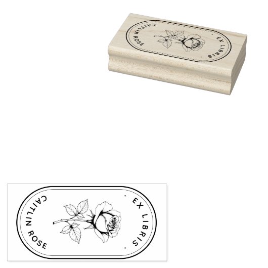 Classic Rose Wooden Ex Libris Art Stamp Rubberstempel (Gestempeld)