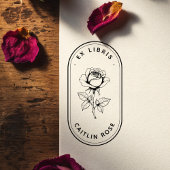 Classic Rose Wooden Ex Libris Art Stamp Rubberstempel