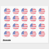 Classic Round American Flag Sticker (Vel)