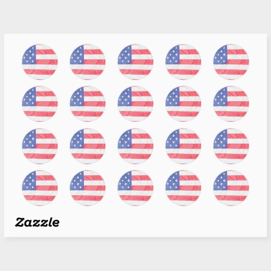 Classic Round American Flag Sticker (Vel)