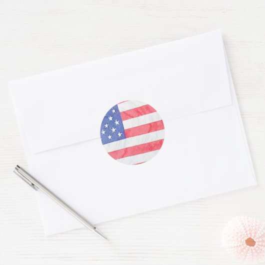 Classic Round American Flag Sticker (Envelop)
