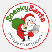 Classic Round Sneaky Santa Sticker (Voorkant)