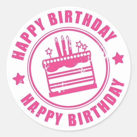 Classic Round Sticker/Happy Birthday Ronde Sticker (Voorkant)
