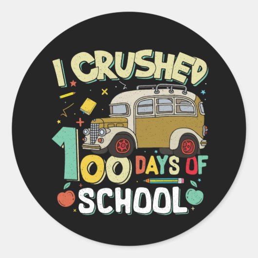 Classic Round Sticker van 100 dagen school (Voorkant)