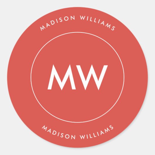 Classic Round Sticker van het centrale monogram va (Voorkant)