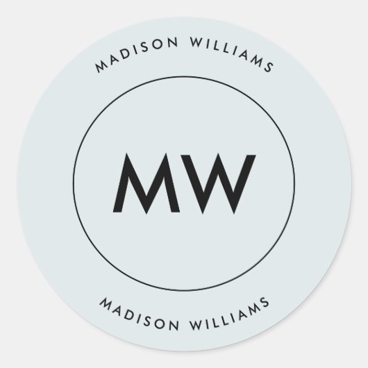 Classic Round Sticker van het centrale monogram va (Voorkant)