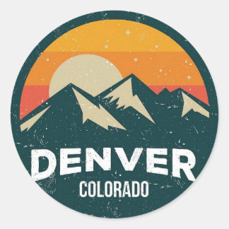 Classic Round Stickers – Denver Colorado Mountain