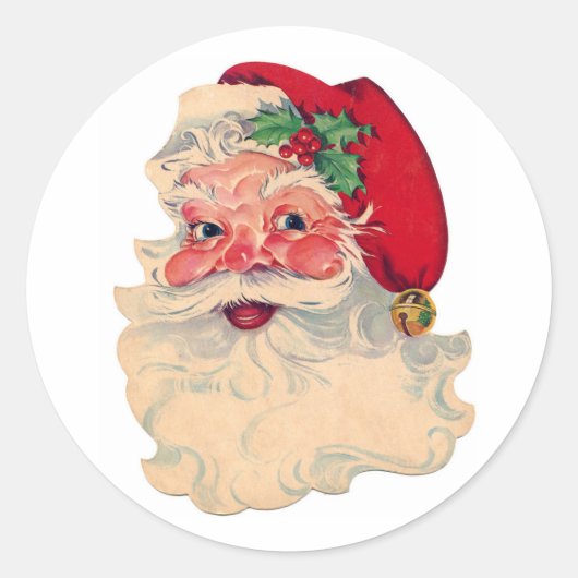 CLASSIC ROUND STICKERS RETRO Santa Claus (Voorkant)
