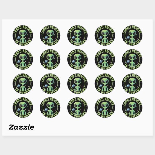 Classic Round Stickers – Space Alien Characters (Vel)