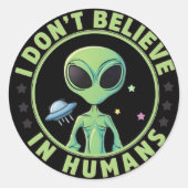 Classic Round Stickers – Space Alien Characters (Voorkant)