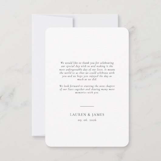 Classic Rounded Formal Wedding Photo Bedankkaart (Achterkant)