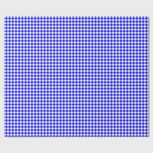 Classic Royal Blue and White Houndstooth Pattern Cadeaupapier (Vlak)