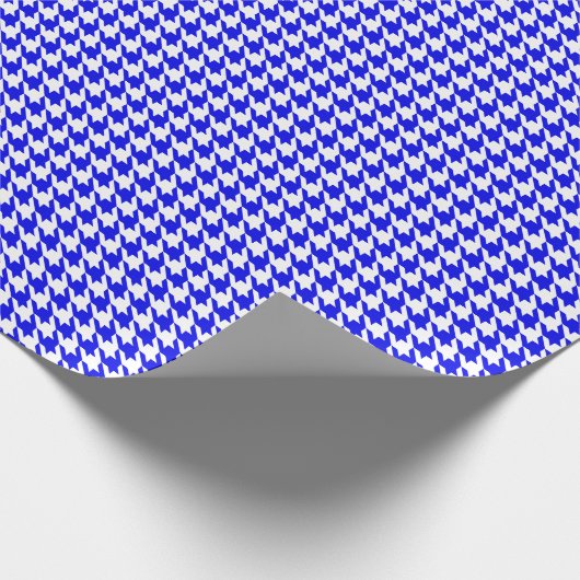 Classic Royal Blue and White Houndstooth Pattern Cadeaupapier (Hoek)